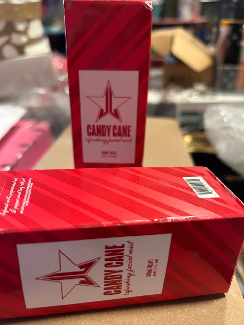 Jeffree Star Candy Cane Refreshing Facial Mist - Bright Red Box. ONE LEFT